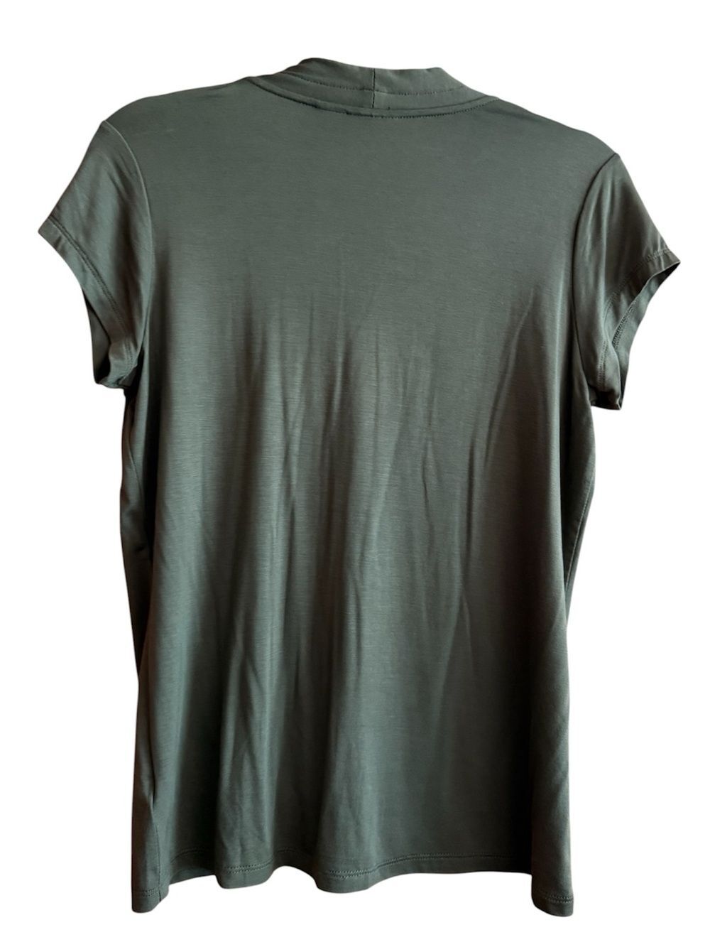Tahari Olive Green V-Neck Short Sleeve Women's Top Size Medium - Picture 3 of 3